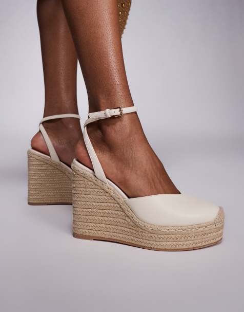 River Island espadrille wedge heels in cream - view 1