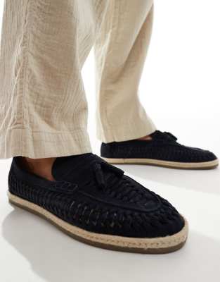 River Island espadrille woven loafers in navy