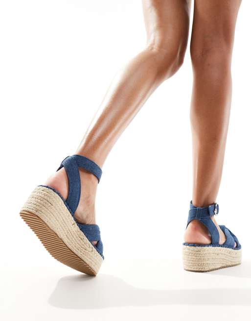 River Island - Espadrilles en jean en deux parties - Bleu, 3 de 4