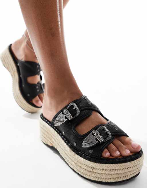 River Island - Espadrilles in western stijl in zwart
