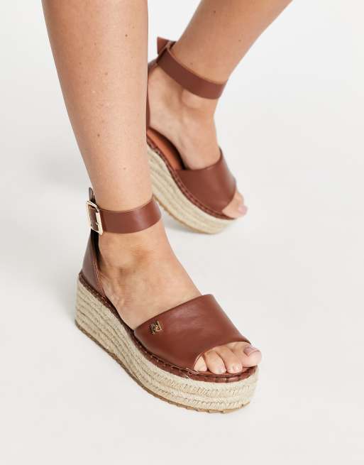 River Island - Espadrillesandalen met plateauzool in bruin