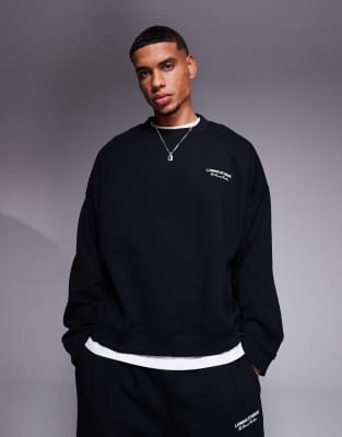River Island essential crew neck sweatshirt co-ord in black