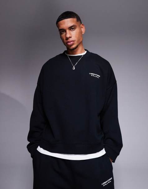 River Island essential crew neck sweatshirt in black (part of a set) - view 1