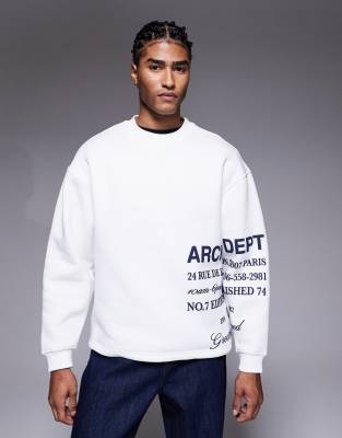 River Island Essential Crew Printed Sweatshirt In White