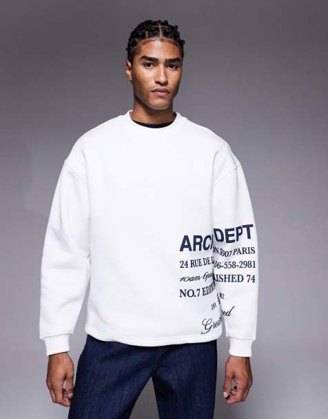 River Island essential crew printed sweatshirt in ecru - view 1