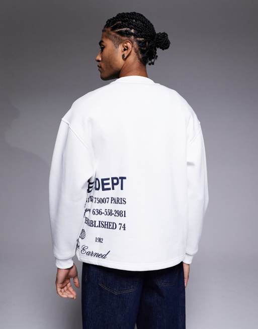 River Island essential crew printed sweatshirt in ecru, 4 of 5