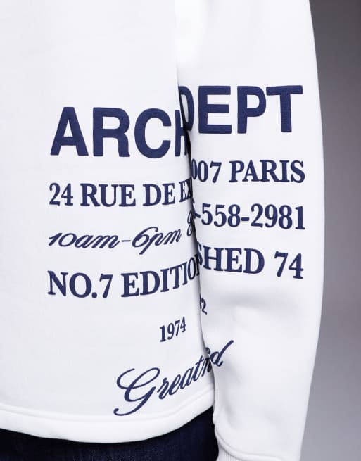 River Island essential crew printed sweatshirt in ecru, 5 of 5