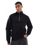 [River Island] River Island essential half zip sweatshirt in black S BLACK