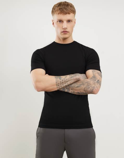 River Island Essential muscle fit t-shirt 3 pack in black - view 1