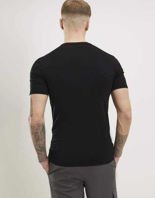 River Island Essential muscle fit t-shirt 3 pack in black, 4 of 4