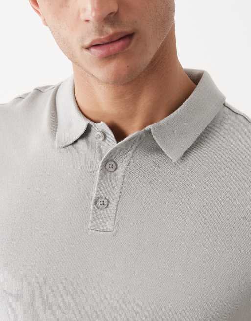 River Island - Essential - Polo in maglia grigio mélange, 3 di 5