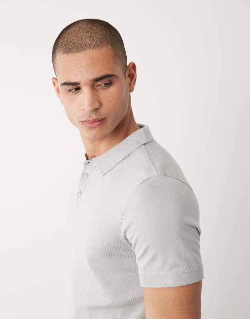 River Island - Essential - Polo in maglia grigio mélange, 5 di 5
