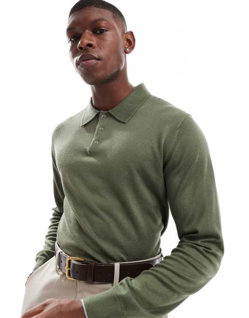 River Island - Essential - Polo in maglia kaki