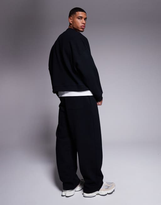 River Island essential relaxed fit trackies in black (part of a set), 3 of 5