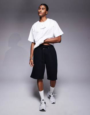 essential wide leg jersey shorts in black