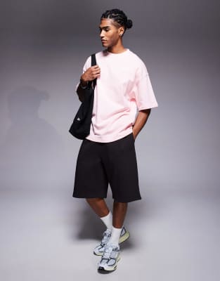 essential wide leg jersey shorts in brown