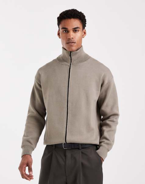 River Island essential zip through sweatshirt in light khaki - view 1