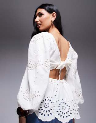 River Island Eyelet Blouse In White
