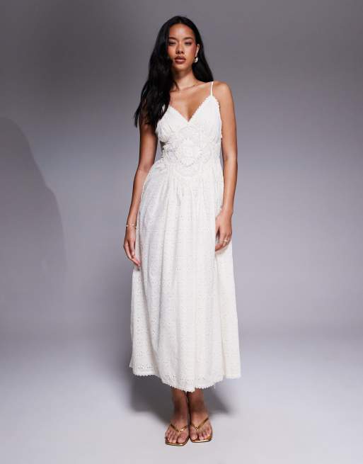 eyelet bridesmaid dress Mauve Strapless Eyelet Pleated Tiered Midi Dress Medium main image 0
