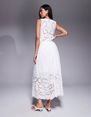 River Island Eyelet Maxi Skirt In White