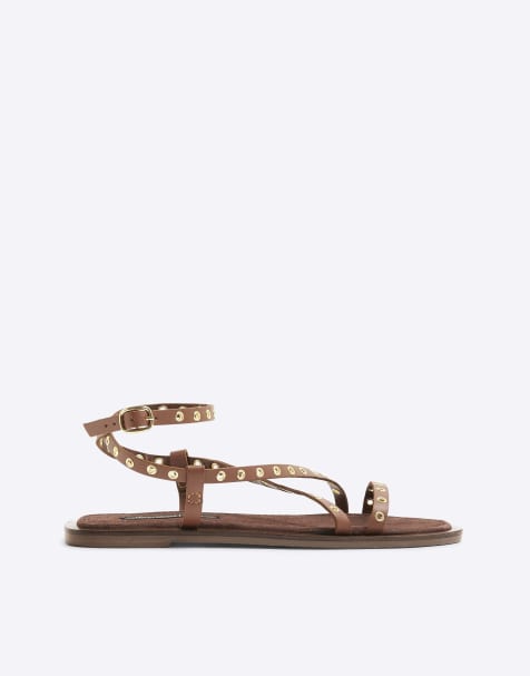 River Island Eyelet strappy sandals in brown / amber - view 1