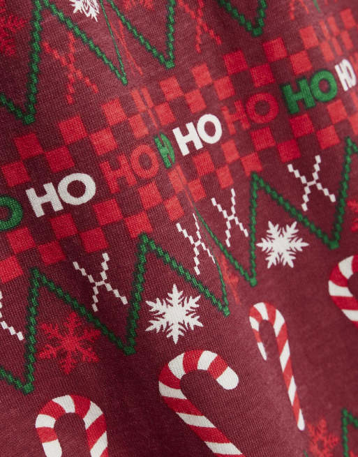 River Island Fairisle candy pyjamas set in red, 2 of 2