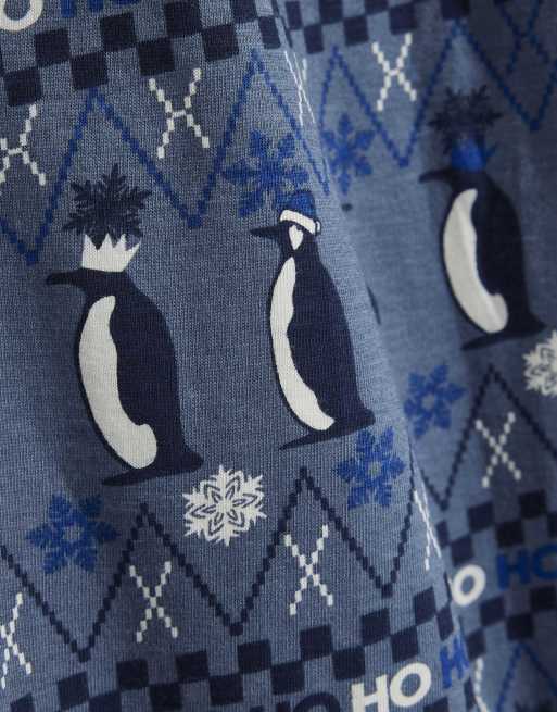 River Island Fairisle penguin pyjamas set in navy, 2 of 2