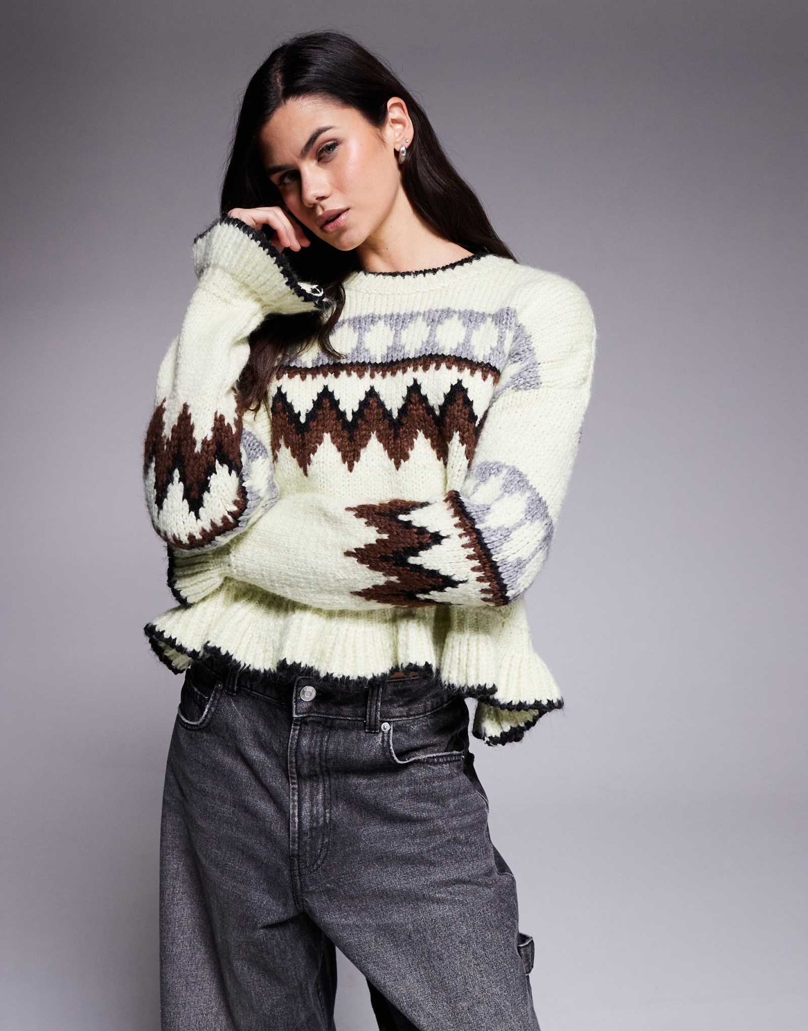 Светло-зеленый свитер River Island fairisle