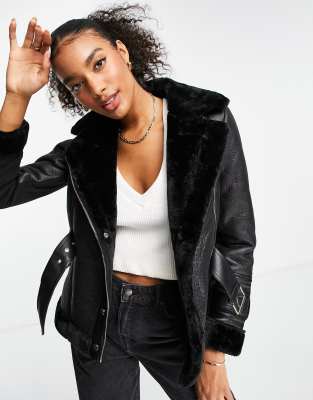 River island cheap belted aviator jacket