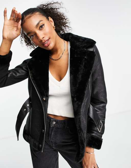 Aviator jacket clearance fur