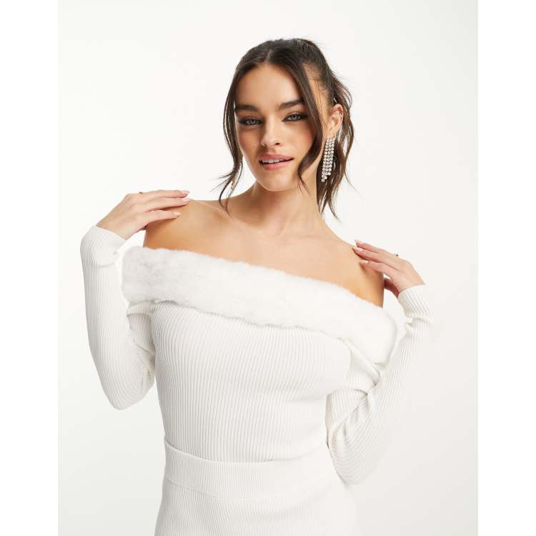 Off shoulder fur top new arrivals