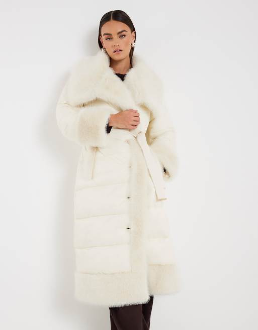 Riu リウ Fur collar long coat Fur collar long coat / Riu RIU Fur collar long coat / White