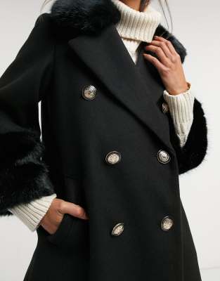 river island fur cuff coat