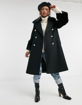 river island coat with fur cuffs