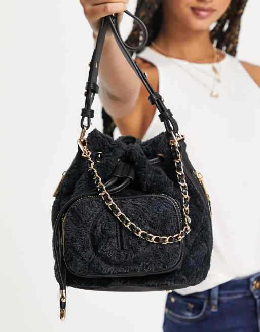 Black fur bag store river island