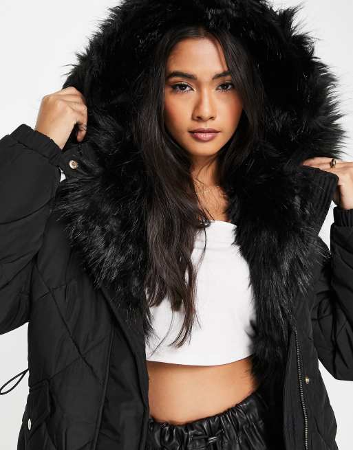 Black fur lined clearance jacket