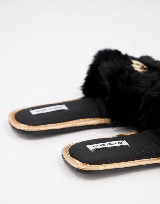 River island best sale black slippers