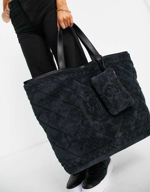 Faux Fur Tote Bag - Black