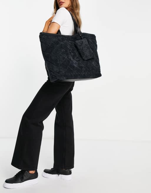 River island black store fur bag