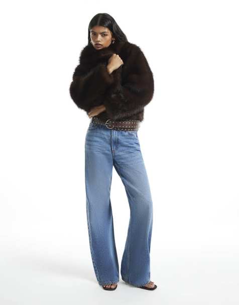 River Island Faux fur short jacket in brown - dark - view 1