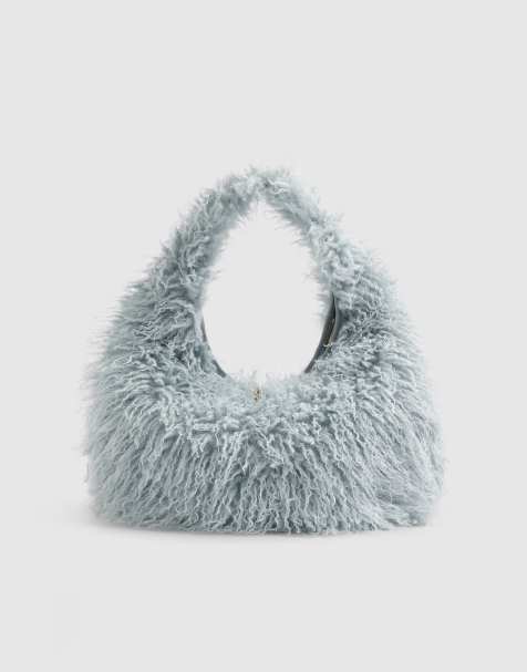 River Island Faux fur shoulder bag in blue - light - view 1
