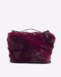 [River Island] River Island faux fur shoulder bag in burgundy-Red One Size BURGUNDY