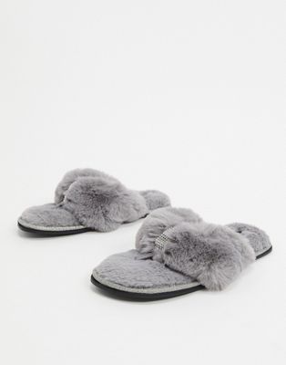 River Island faux fur slippers with 