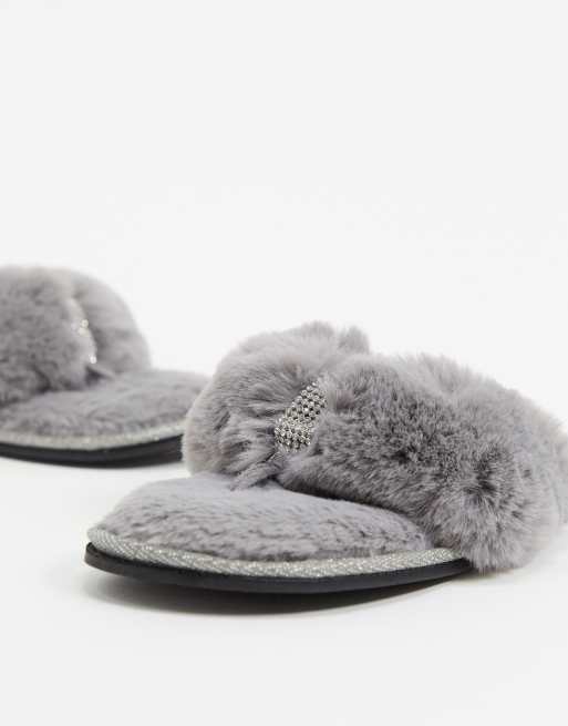 River island best sale slippers grey