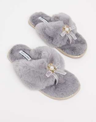 river island grey slippers