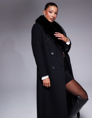 RIVER ISLAND FAUX FUR WOOL LOOK COAT 