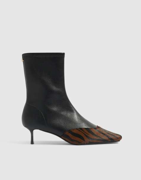 River Island Faux leather animal print ankle boots in black - view 1