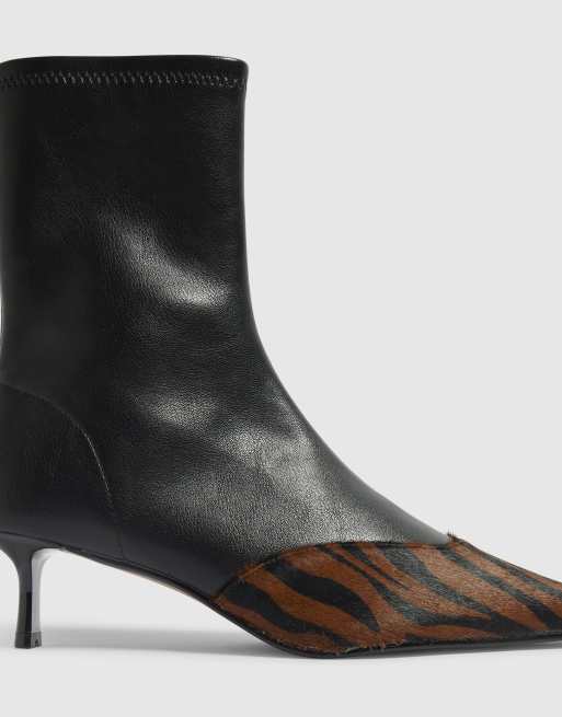 River Island Faux leather animal print ankle boots in black, 3 of 4