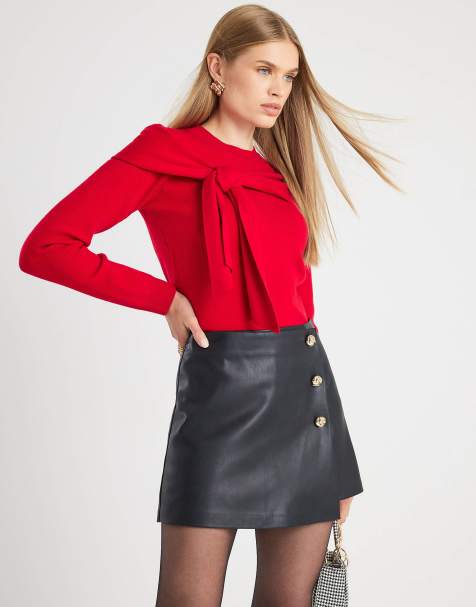 River Island Faux leather asymmetric skort in black