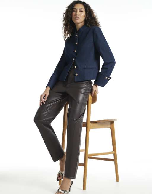 River Island Faux leather barrel leg trousers in purple, 2 of 4